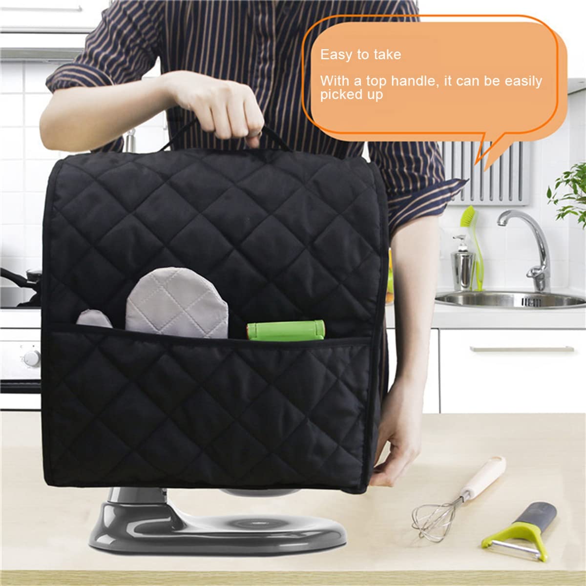 Housse Anti-poussière Pour Blender Et Robot - Imperméable, Avec Poignée, Taille ~15.5x21x42cm, Tissu Non-tissé - 9