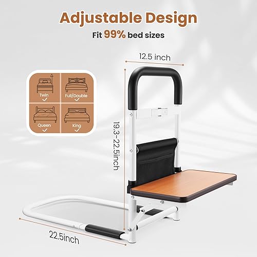 Miniatura 6 de ONLYCARE Rieles de cama para adultos mayores, rieles laterales ajustables para camas para personas mayores y pacientes, soporte de cama para