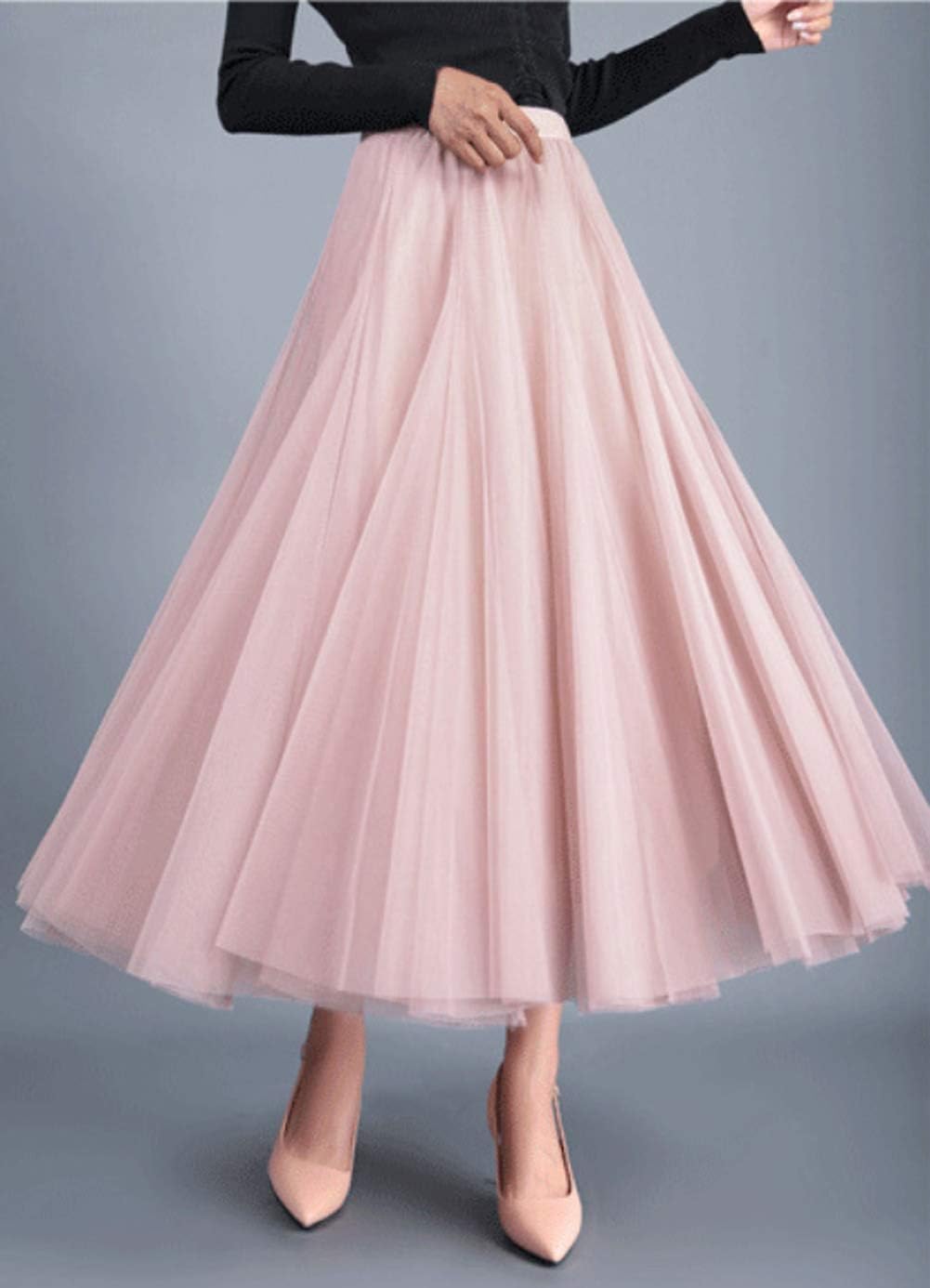 Tulle Skirts for Women Pleated Layered Tutu Skirt Ladies Elegant Flowy Long Skirts Bridesmaid Wedding Midi Skirt - Image 2