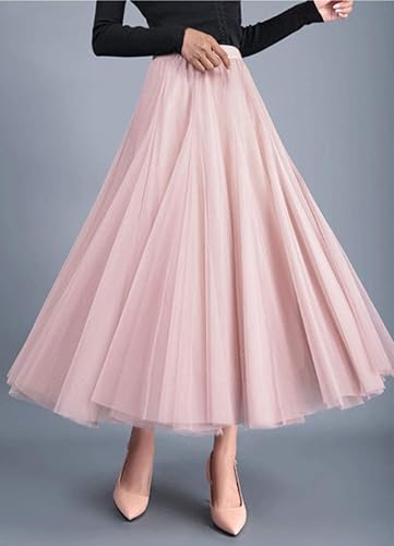 Miniatura 2 de Faldas de tul para mujer, falda tutú plisada en capas, elegantes faldas largas fluidas para dama de honor, boda, falda midi