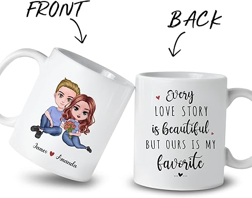 Miniatura 38 de Gossby Taza personalizada para parejas, regalo para esposa, novia, marido, novio con diseño, nombre, San Valentín, aniversario, boda, regalo