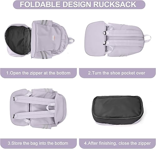 Miniatura 7 de coofay Bolsa de gimnasio para mujer - Mochila deportiva de viaje impermeable con compartimento para zapatos, A-Violeta, Pequeño, Mochilas de viaje
