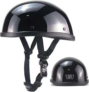 Cool Small and Light German Style Novelty Small Beanie DOT Approved Helmet,Ultra-Thin Motorcycle Half Helmet,Low Profile Street Skull Cap Bike Helmet for Chopper Moped Scooter