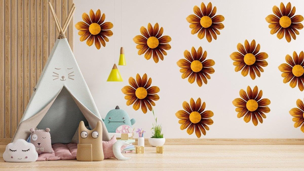 Boho Blossom Daisy Stickers muraux décoratifs Motif branche d'arbre Art 20