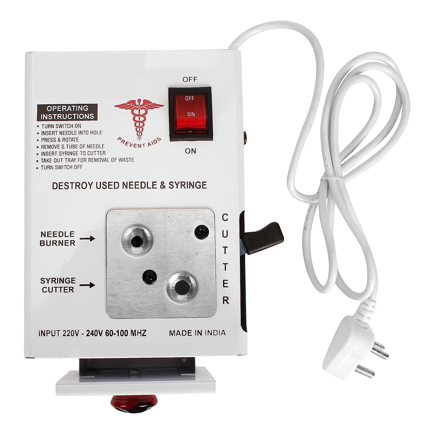 AKH69 Electric Needle Syringe Destroyer Machine for Hospital & Laboratory, Shock Proof Metal Body Mechanism, Low Power Consumption, On/Off Switch, (White,Pack of 1) (B0CKSTZDQ6) Amazon Price History, Amazon Price Tracker