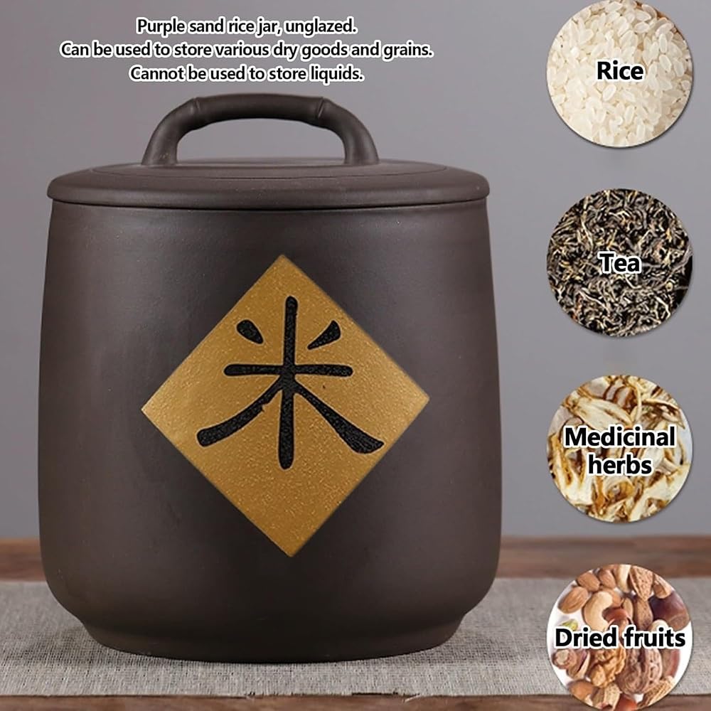 Keramik-Reisvorratsbehälter, Home Keramikglas Für Reis, Chinesische Aufbewahrungsglas Für Mehlnüsse Snack, Luftdichter Lebensmittel Vorratsdose(A,5kg/11lb)