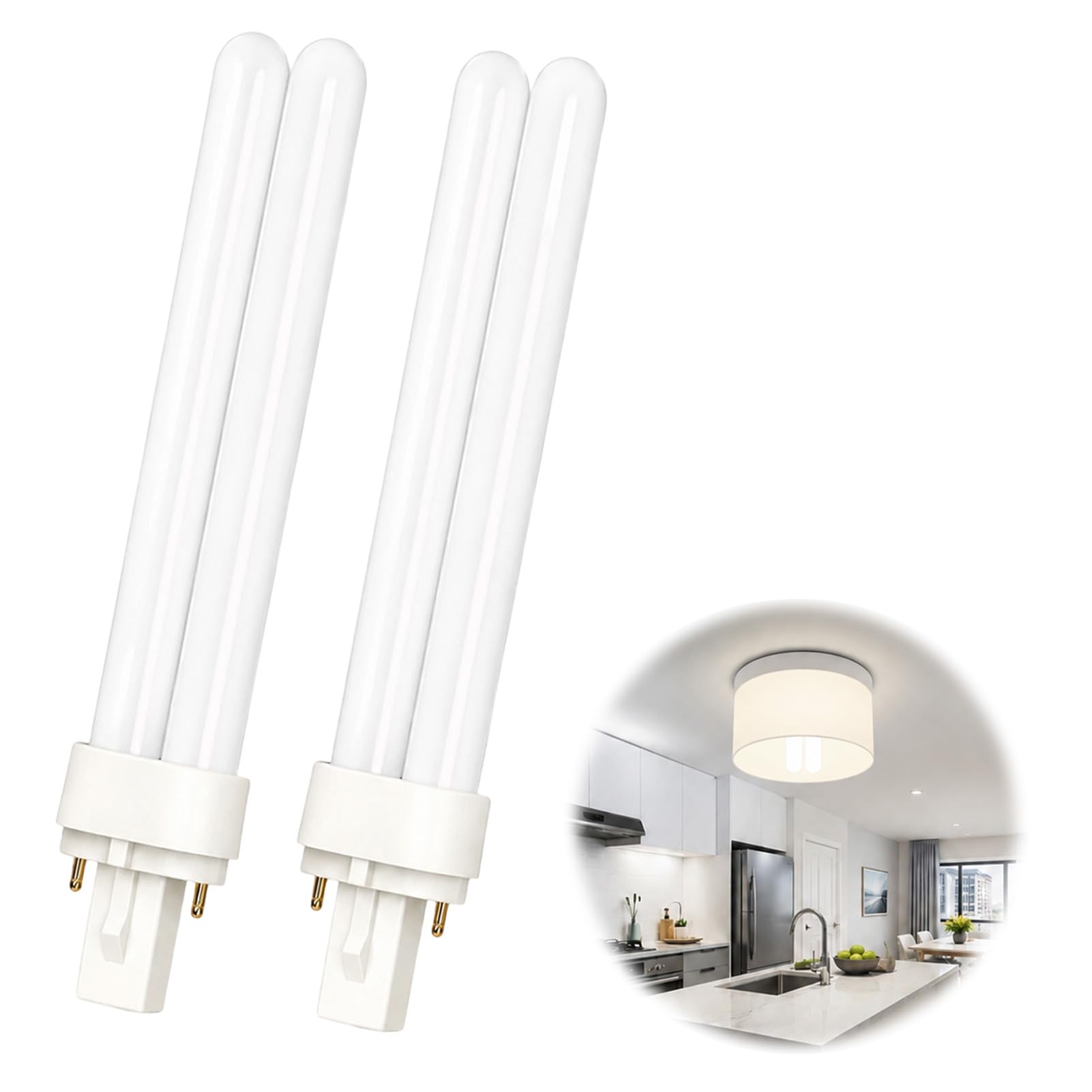 MKtoko 18W Compact Fluorescent Lamp 2-Pin G24d-2 Cool White 6400K 2U Double Turn Tube Energy Saving CFL Light Bulbs Non-Dimmable for Bathroom Corridor Bedroom 2 Pack