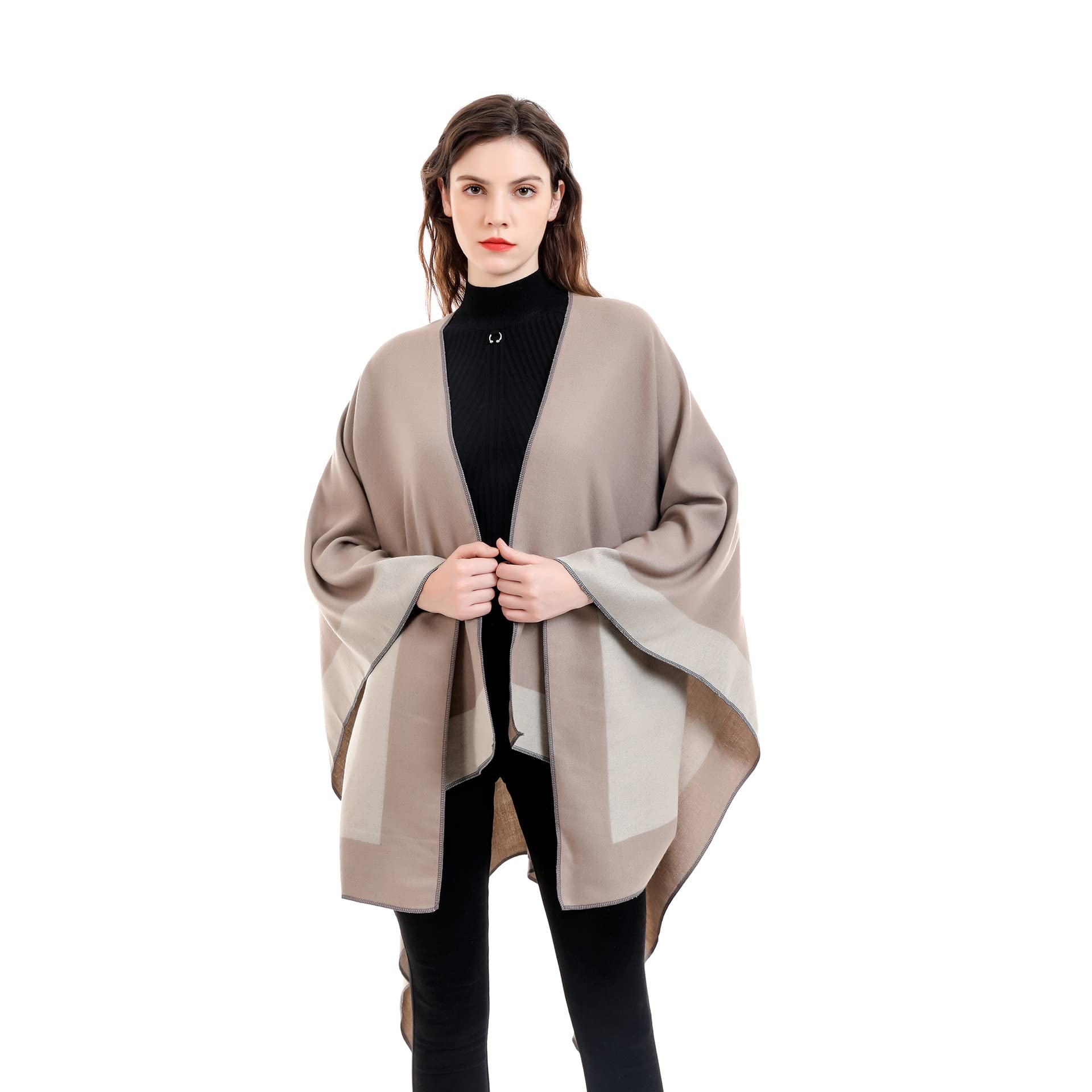Damen Poncho Winter Kaschmir Schal Warm Strick Ponchos & Capes Decke Wrap Open Front Herbst Mantel