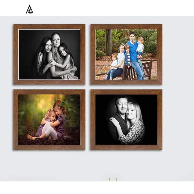 AG Crafts Wall Hanging Wood Collage Photo Frames Set of 4 (Brown, 8