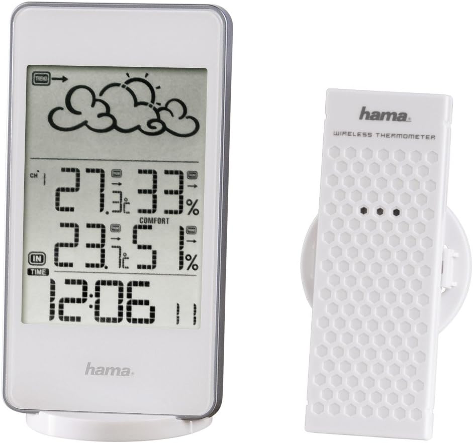 Hama Radio Weather Station EWS 860 with Digital Clock, Alarm, Hygrometer, Frost, Temperature, Weather Forecast (External Sensor, Range 30 m White