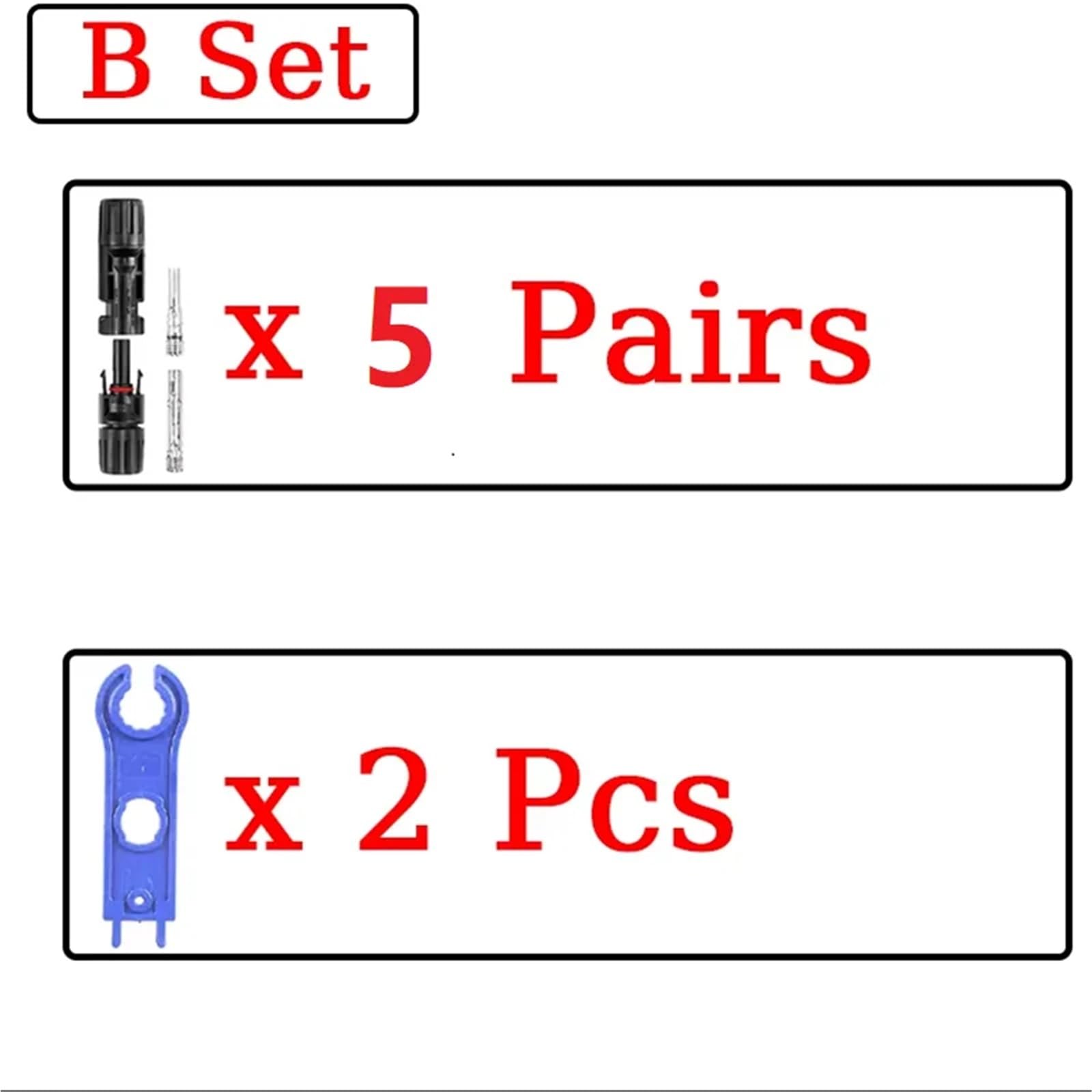 Kit di connettori solari fotovoltaici da 1/6/10 pezzi, spina per pannello fotovoltaico da 1000 V 30 A con chiave per cavo MC4 B2 da 2,5/4/6 mm² (10 pezzi (5 paia))