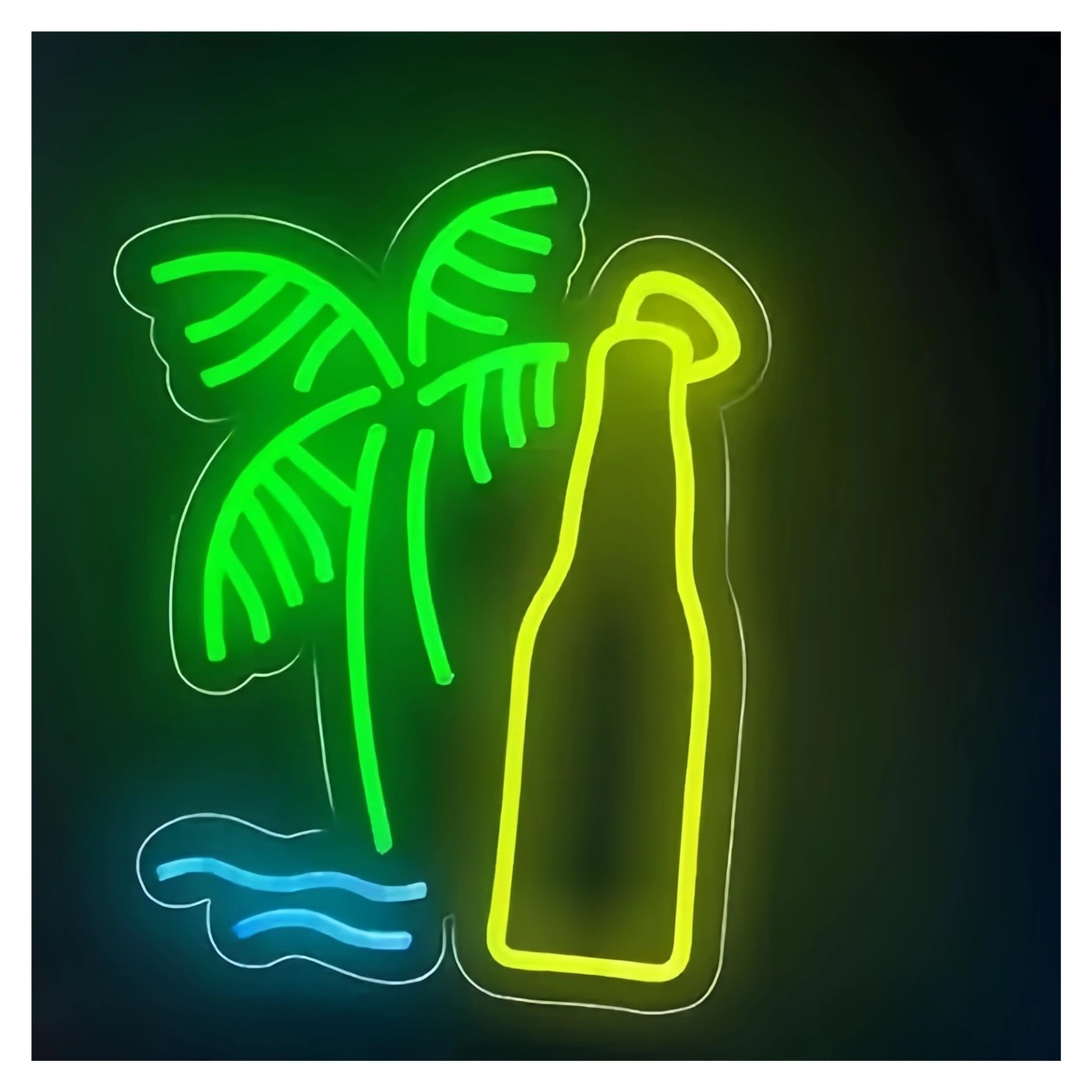 SHOUXI Sign Lamp Coconut Tree Neon Signs USB Powered Beer Bottle Neon Lights, Suitable for Window Decor Commercial Signs 30cmx38cm