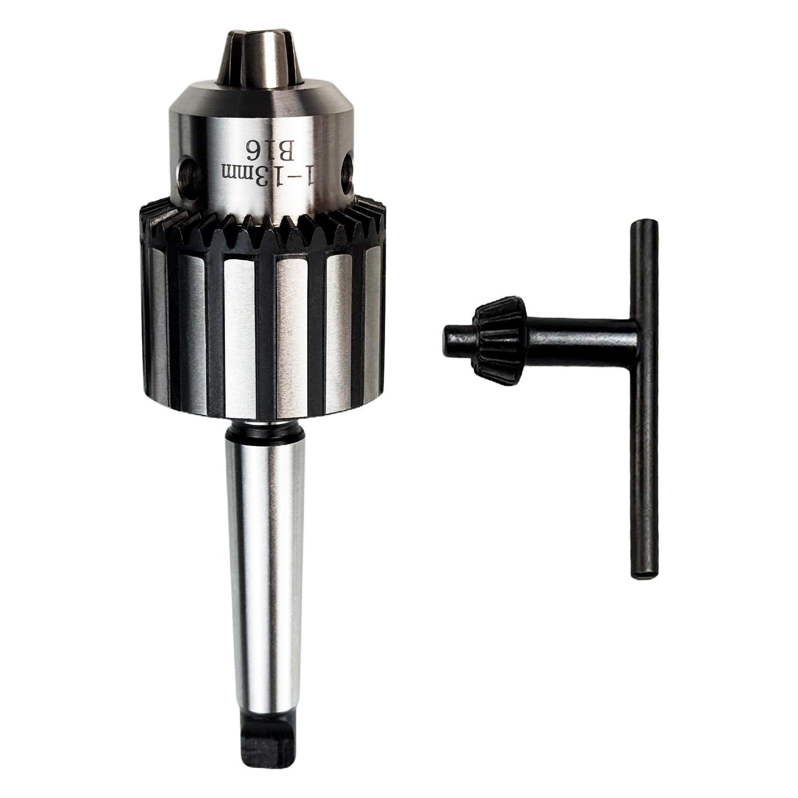 1-13mm Drill Chuck, Heavy Duty Key Type Drill Chuck with Chuck Key and MT2-B16 Shank, B16 Wrench Type Lathe Drill Chuck Lathe Tool for Drilling Machines Tapping Drilling