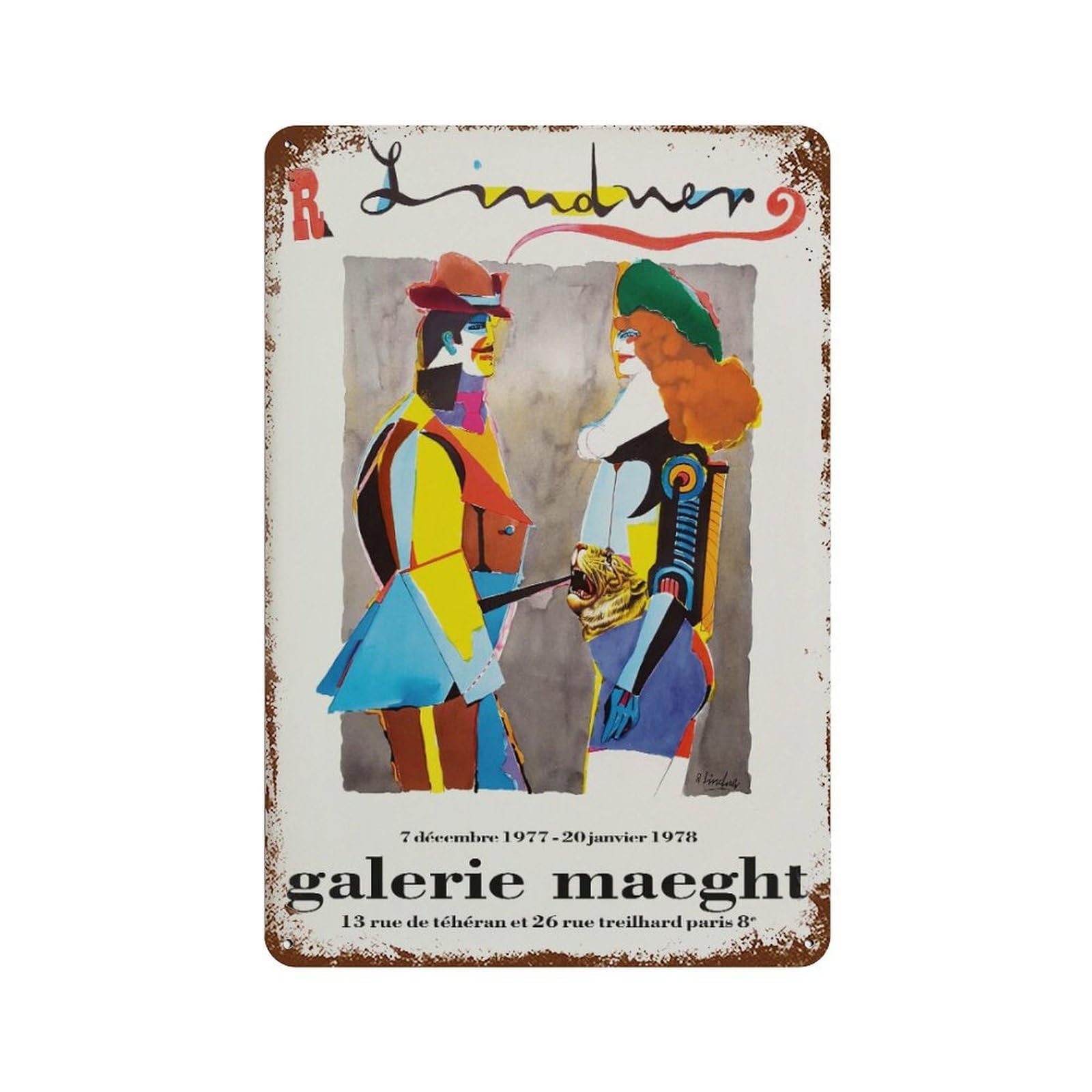 xiaoxiaoshen Richard Lindner 'man And Woman' Galerie Maeght Exhibition Wall Decor Art Metal Tin Poster Modern Home Decor Art Home Bar Shop Decorations Vintage Sign 30x20cm