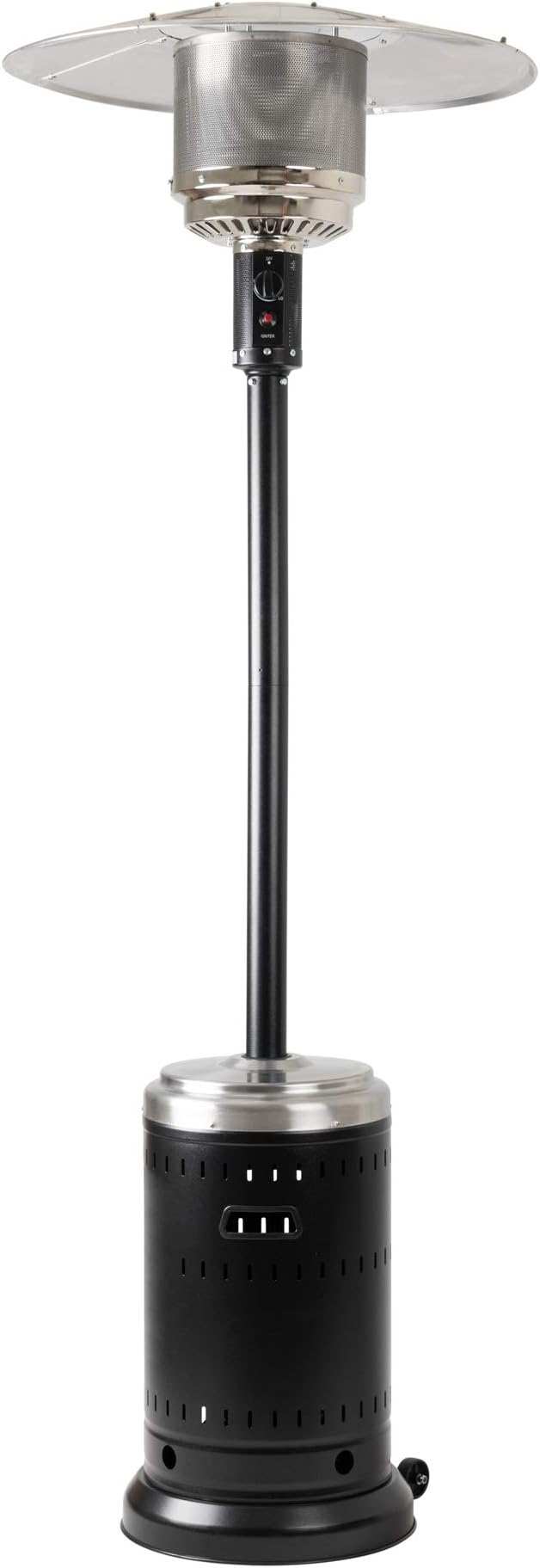 Amazon Basics 46,000 BTU Outdoor Propane Patio Heater with Wheels, Commercial & Residential, Large, Black / Stainless