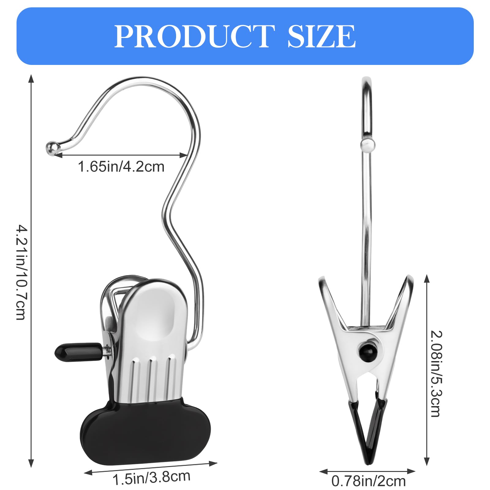 Lot De 30 Pinces à Linge Métalliques Avec Crochet - Acier Inoxydable - Pour Vêtements, Chaussettes, Photos, Cuisine