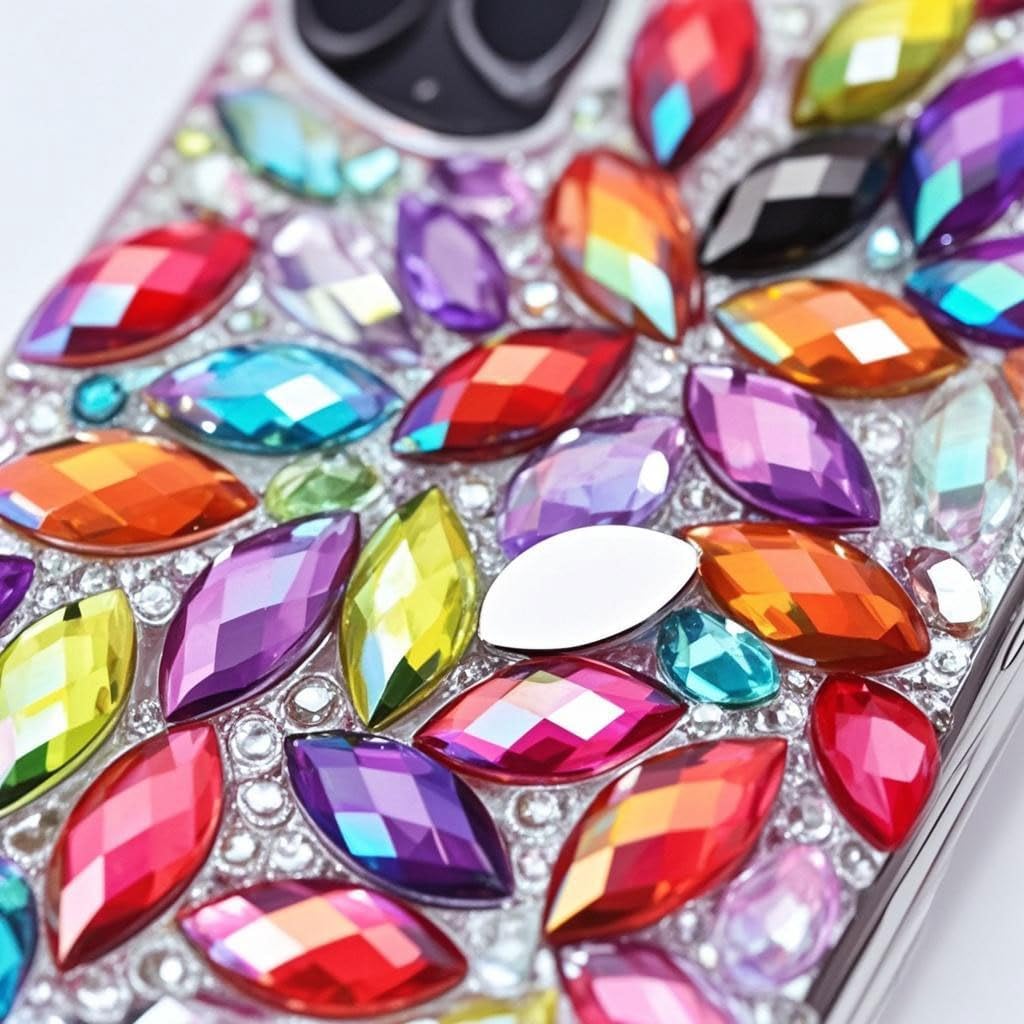 100 Pcs 15x7mm AB Colorful Jewels Gems Rhinestones for Crafts, Horse Eye Flatback Acrylic Gemstone for Halloween Party Decorations Clothing Wedding Dress DIY Crafting Accessories(03 Gold Yellow AB) - Image 5