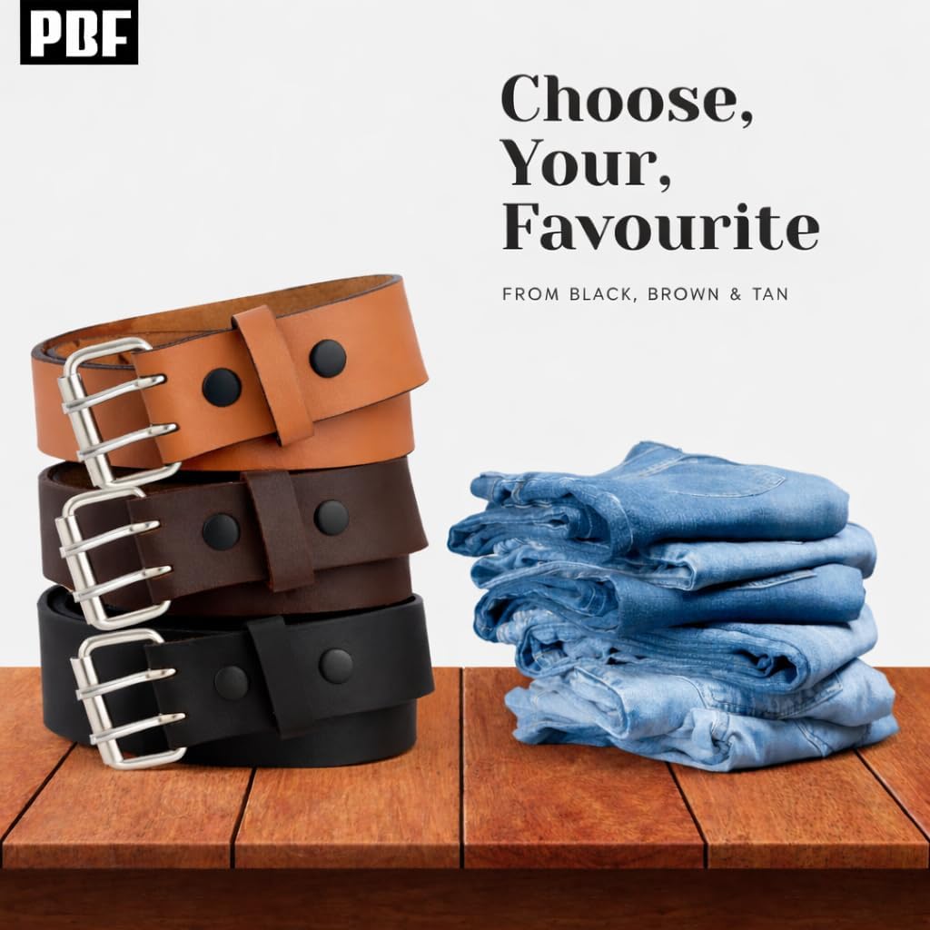 PBF Leather Belts for Men Heavy Duty 1.75 Inch Wide Double Prong, Casual, Full Grain Leather Belt Comfortable Cowhide Belt - Image 5
