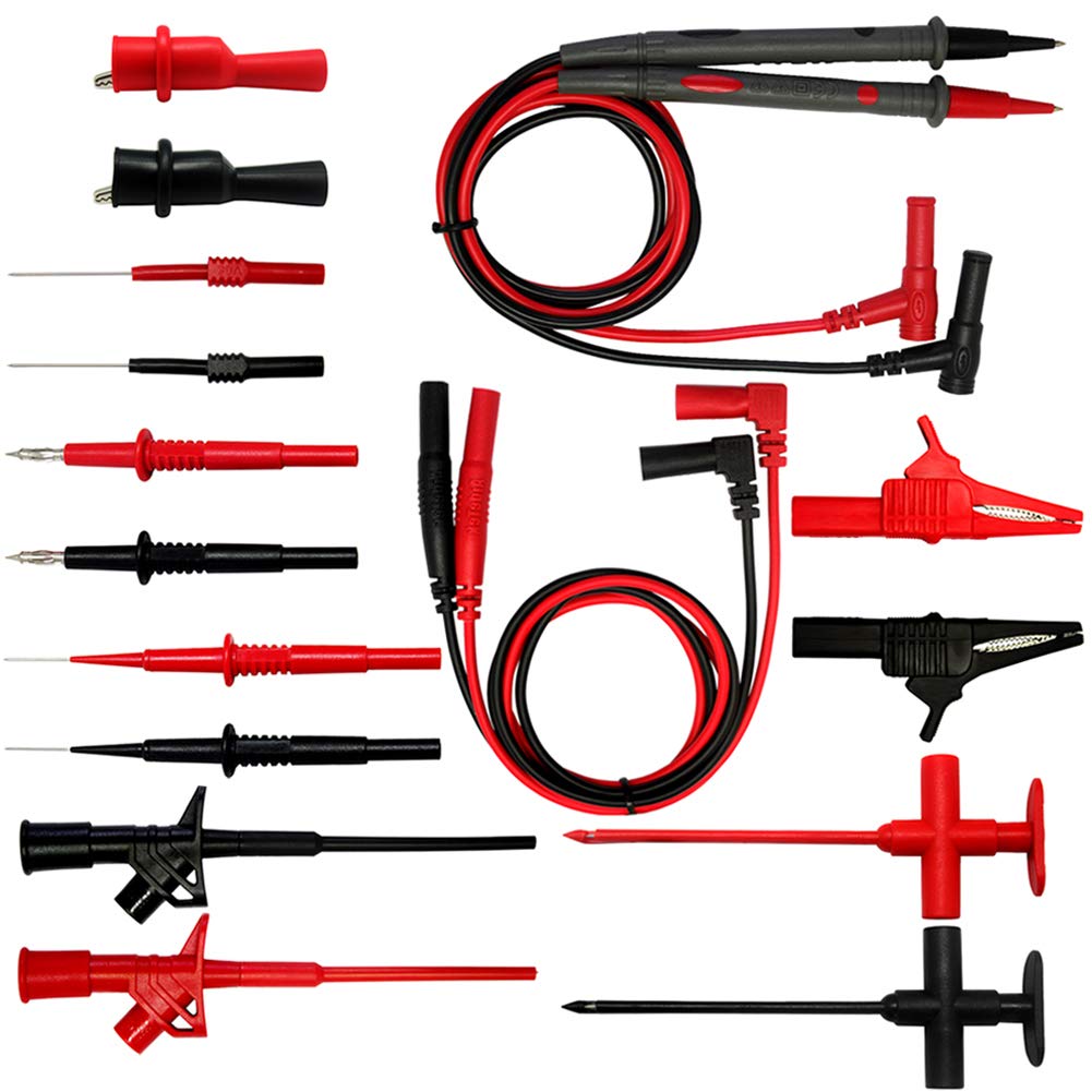 AideTek Automotive Silicone Test Leads kit Insulation Piercing Test Clip Crocodile Clips CAT III 1000V up to 32A TLP20169