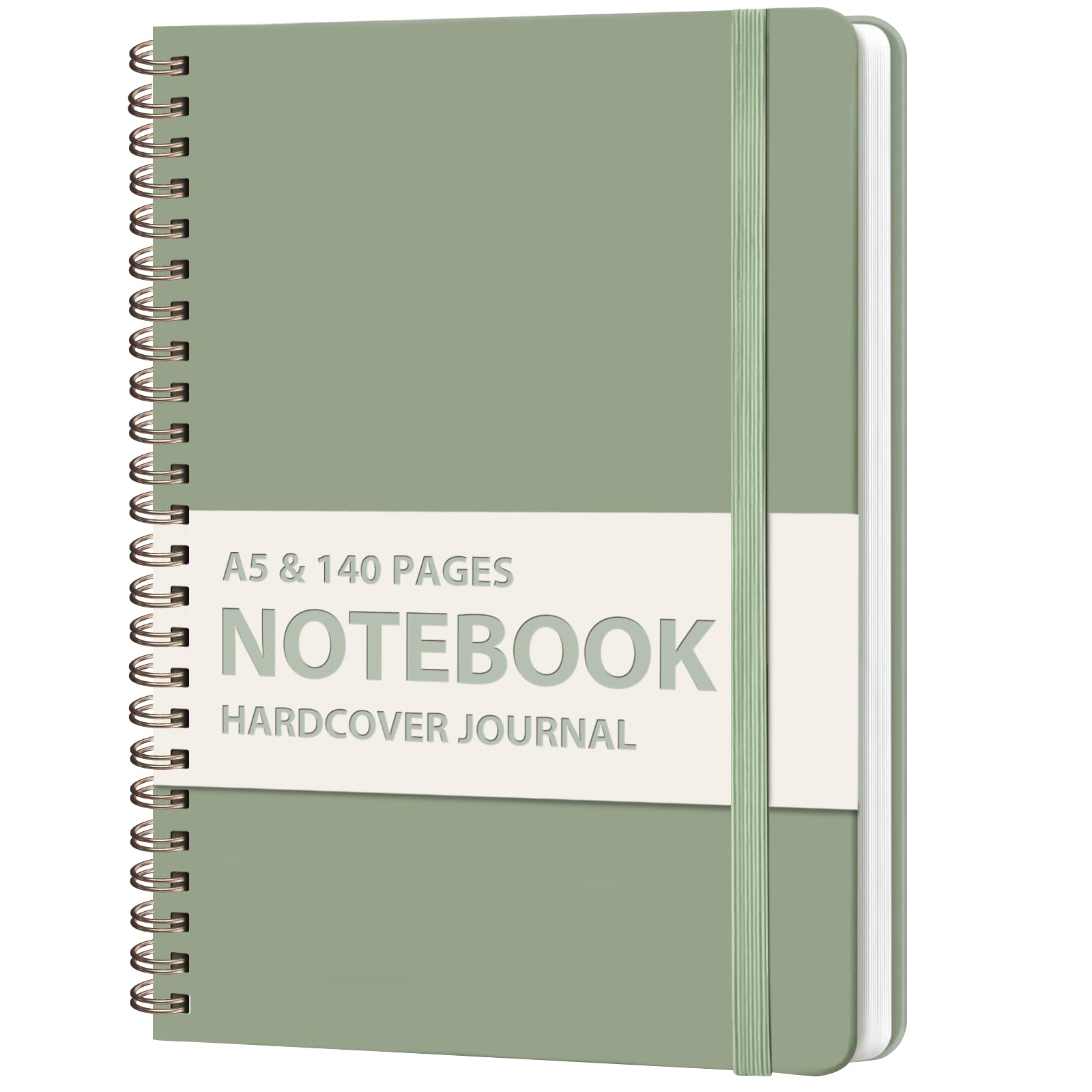 Journaling Notebooks, A5 Lined Spiral Notebook for Women & Men, 146 Pages College Ruled Hardcover Note Book for Work, Note Taking, Journaling, School, Writing (GREEN)