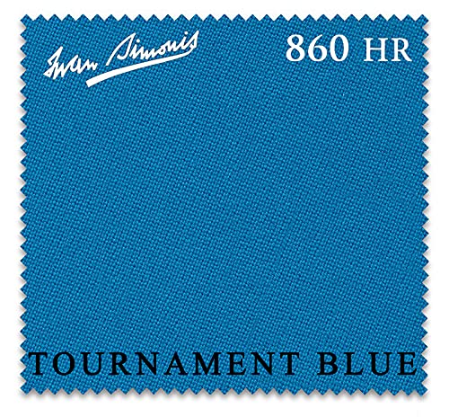 Simonis 860HR Pool Billiard Table Cloth - Pre-Cut Rails - Authorized Dealer (Tournament Blue, 7 ft)