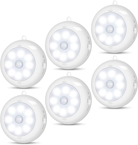 Miniatura 8 de Luz con sensor de movimiento para interiores, luces LED nocturnas para armario, luces debajo del gabinete, funciona con pilas AA, luces de disco