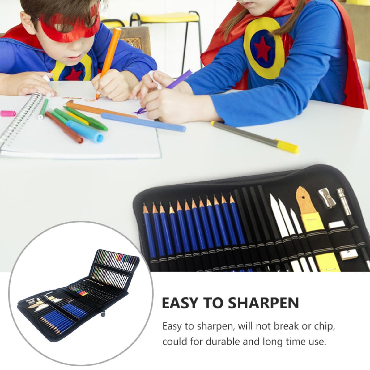 Set da 72 Matite da Disegno Professionale in Legno per Pittura e Colorazione, Kit Pratico e Sicuro per Studenti, Materiali Artistici Ecologici