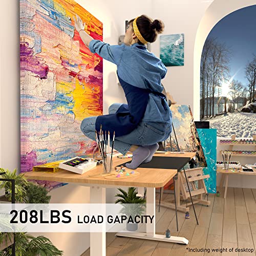 Monomi Electric Standing Desk, 55 X 28 Inches Height Adjustable Desk, Ergonomic Home Office Sit Stand Up Desk With Memory Preset Controller (Natural Top/White Frame) #TOP2