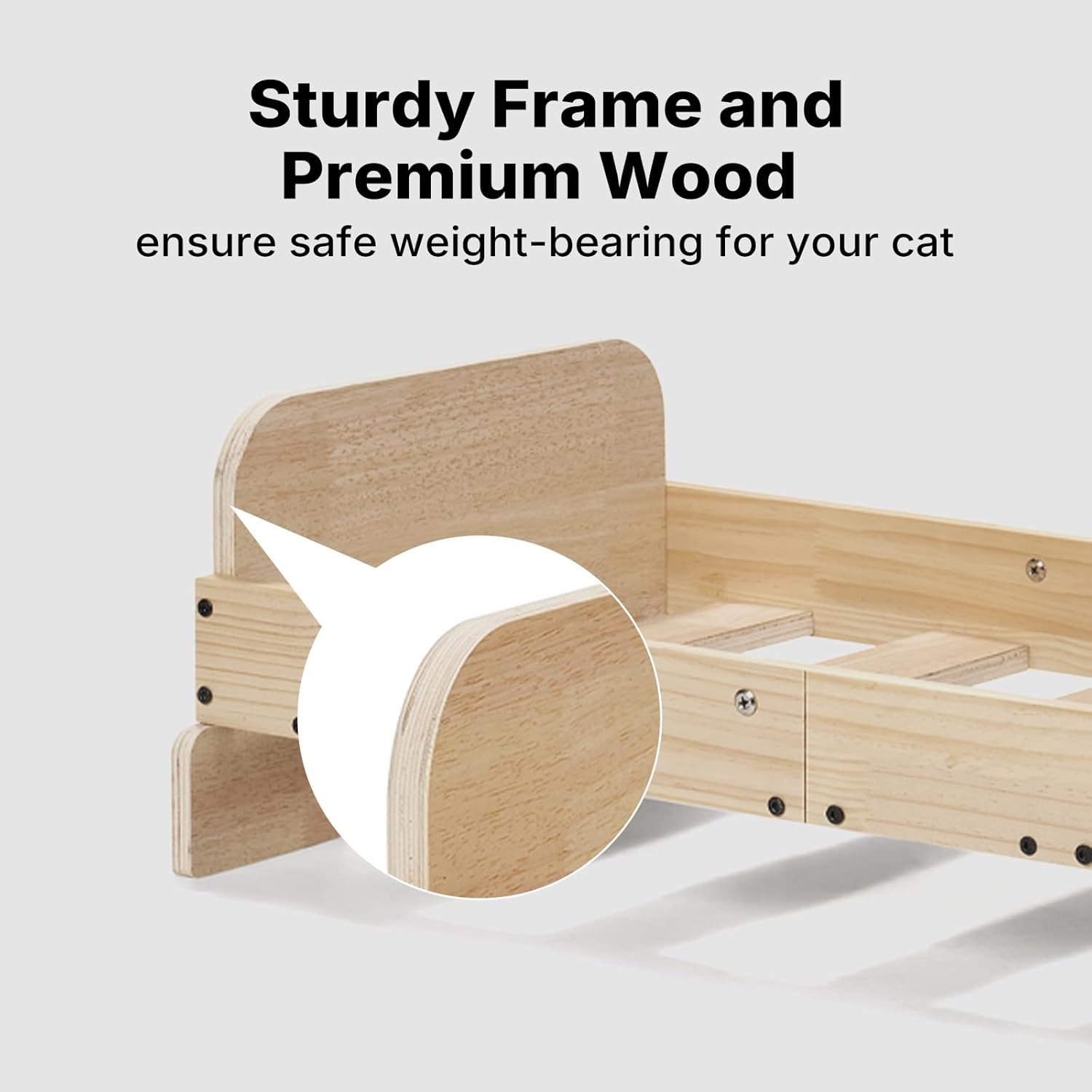 Veehoo Elevated Cat Bed Indoor, Wood Furniture Style Cat Couch Sofa with Removable Washable Cover, Cute & Fluffy Large Cats Bed Furniture for Home