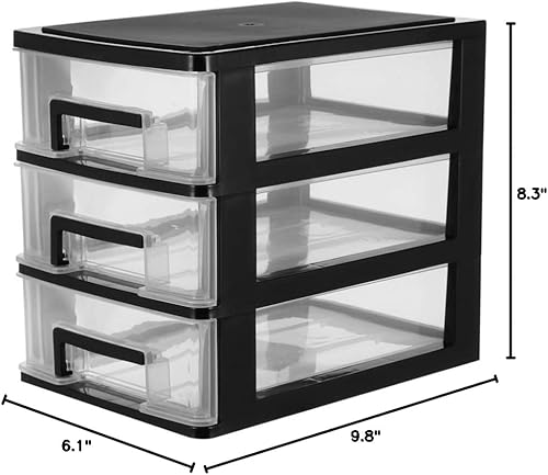 Miniatura 3 de DOITOOL Cajones de almacenamiento de plástico con cajones, organizador de cajones de escritorio de 3 niveles con cajones transparentes para oficina,