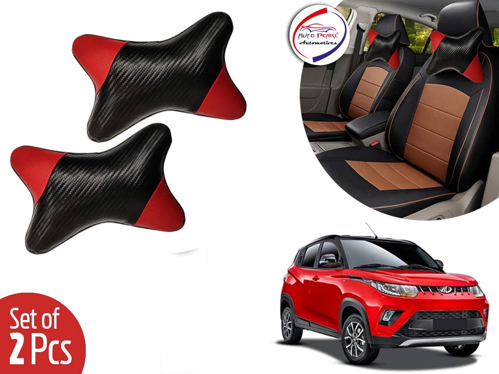 Auto Pearl Neck Rest Red Black Stitch Dot (Set of 2 Pcs) Compatible with- KUV 100 nxt