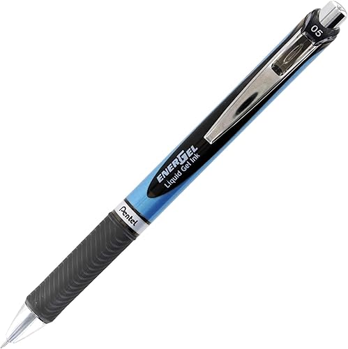Pentel Energel - Bolígrafos de tinta de gel líquido negro con punta de aguja, paquete variado de 10 (5 bolígrafos Energel de 0.7 y 5 de 0.020 in)