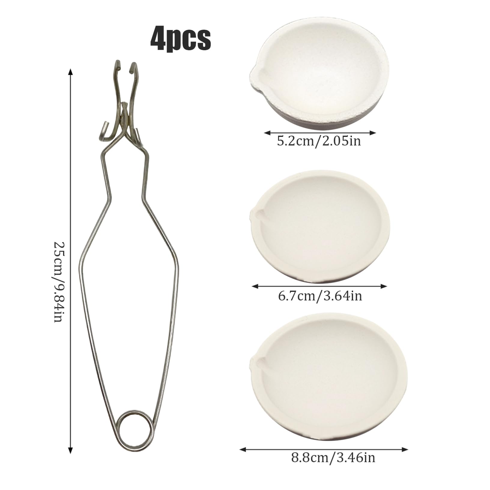 Crisoles para fundir metal (4 piezas/juego, pinzas para crisol y 3 crisoles), kit de fundición de metal resistente al calor, cuenco de crisol de cerámica, taza para fundición de , kit para fundir