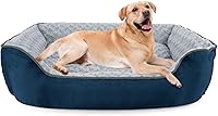 Vista 19 de JOEJOY - Cama rectangular para perro grande, mediano, pequeño, cachorro, sofá cama ortopédico lavable, suave, transpirable, duradera, calmante, Beige