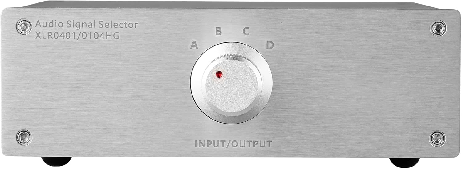 2 to 1 (2 in 1 Out) XLR Audio Signal Switcher, Power Amplifier Selection Switch, Suitable for CD Players, Radio Stations, Decoders, Power Amplifiers, and Active Speakers (XLR 2-1)