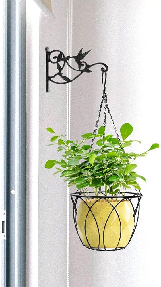 Happyyami Hanging Railing Planter 8.07X8.07X5.51In Metal Flowerpot Holder with Chains for Balcony Patio Garden Outdoor Vertical Plant Hanger Suitable for Succulents and Potted Flowers