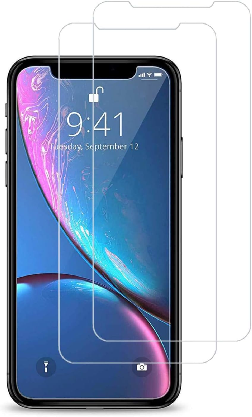 FinestBazaar For iPhone 11 / XR Tempered Glass Screen Protector - 6.1-Inch [2 Pack] Full Coverage Film & Case Compatible [Anti-scratch] [Anti-Bubble] [Anti-Glare] Oleophobic Coating & 9H Hardness