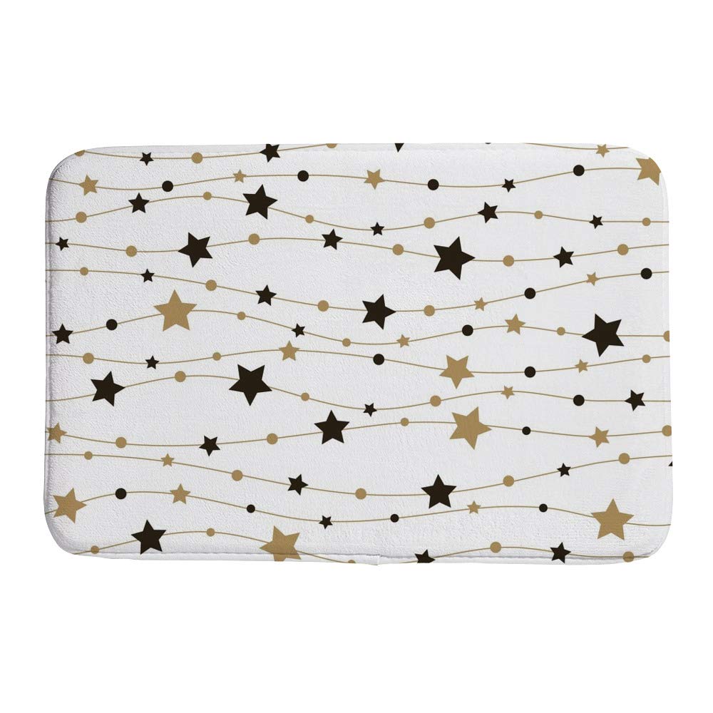 Felpudo antideslizante y fácil de limpiar con diseño festivo de estrellas doradas