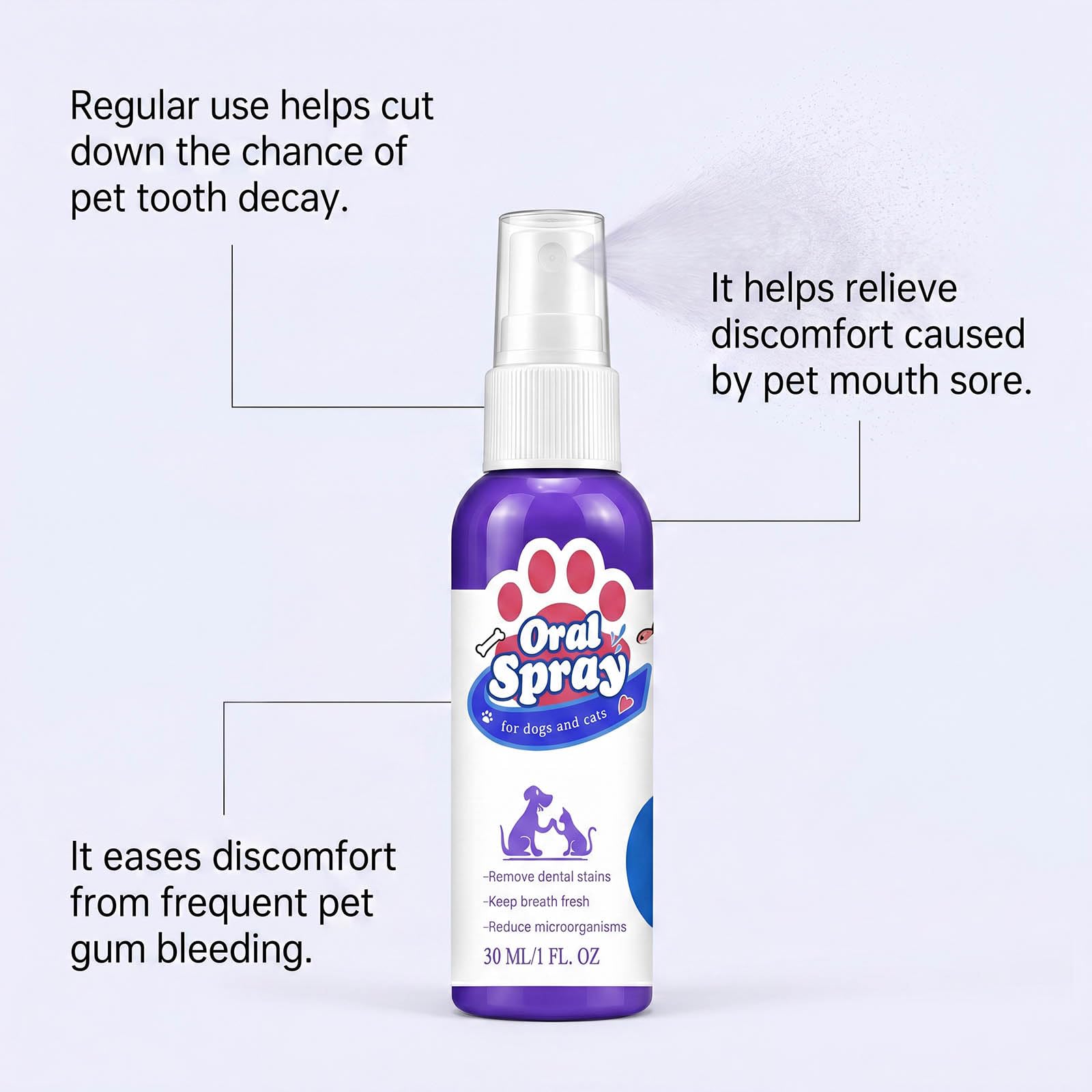 Spray Dentaire Chien, élimine Tartre, Haleine，3PC | Spray Dentaire Pour Chien Avce Actifsnaturels Pour Tu Pulvérises Et Essuyer Haleine Fraîche San Brossage Et Plaque Dentaire