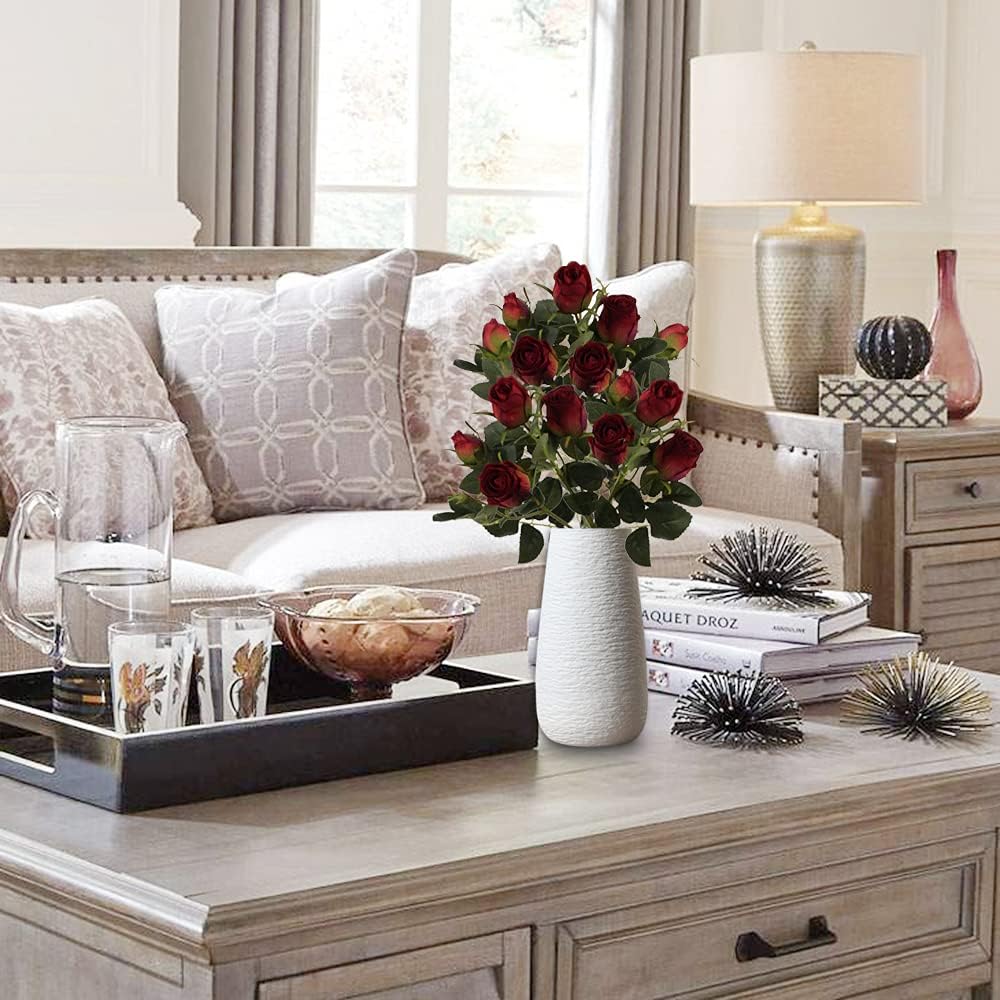 DILATATA Artificial Rose Bud Silk Flowers Bush 21" Long Artificial Flower Bush for Wedding Decor Home Decoration Faux Roses Decor- Fake Red Rose with Stem -3pcs Red Flower - Image 2