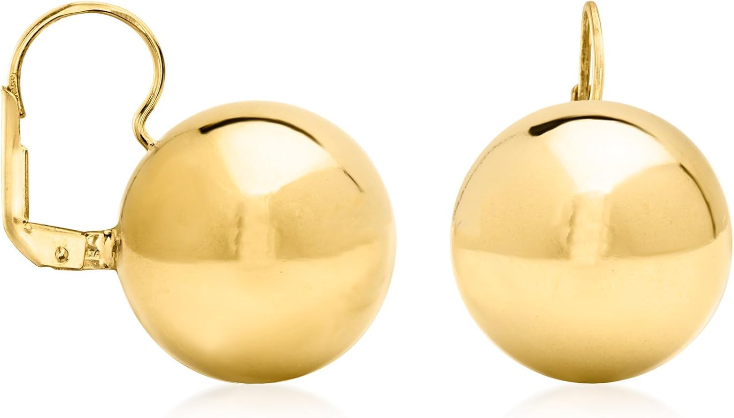 Ross-Simons Italian 18mm 18kt Gold Over Sterling Ball Drop Earrings