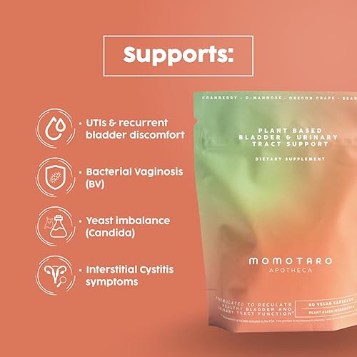 Miniatura 4 de MOMOTARO APOTHECA Suplemento de salud urinaria, salud vaginal y vesical natural, suplementos para el tracto urinario, arándano, manosa D, vegano,