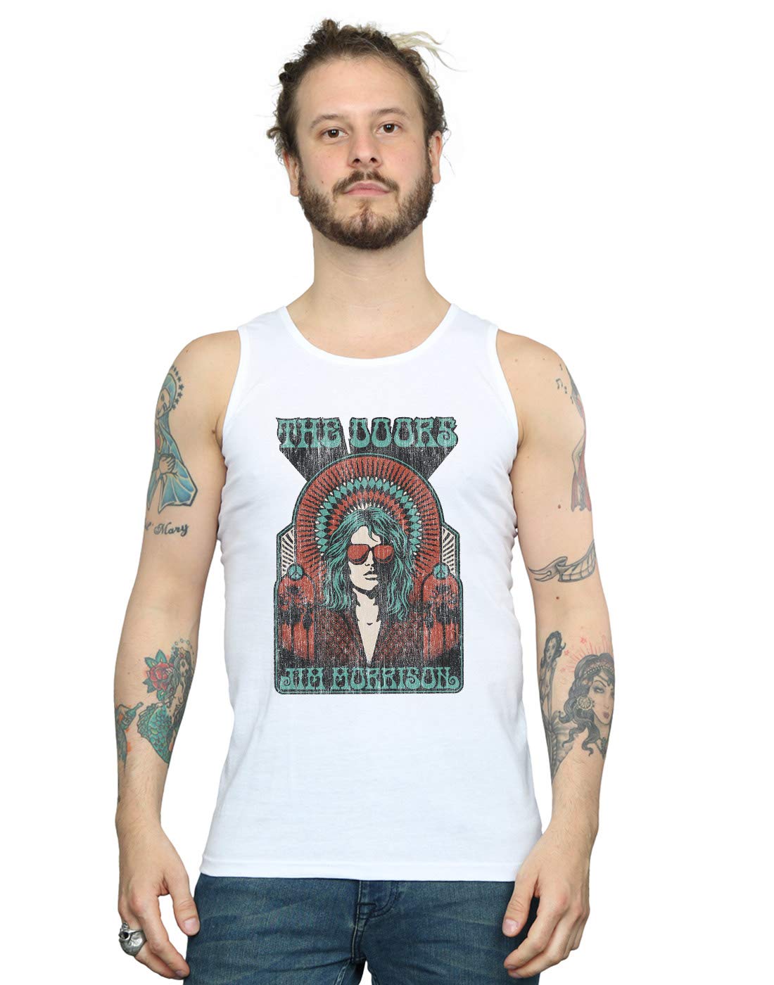 Absolute Cult Men's White The Doors Retro Jim Morrison Vest XX-Large
