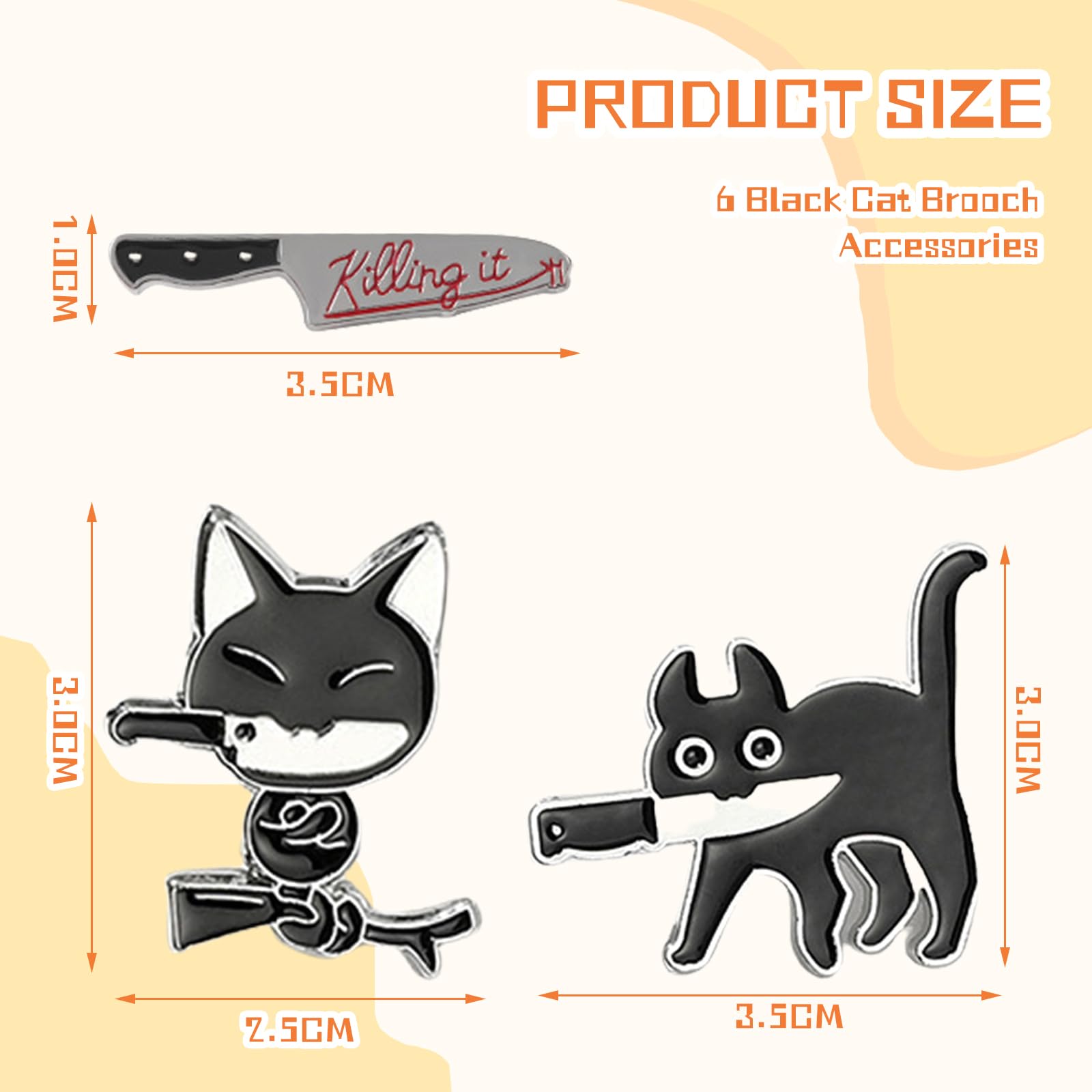 Lot De 7 Épingles à Revers Chat Noir En Émail - Broches Mignonnes Pour Vestes Et Sacs