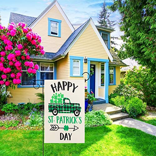 AKEROCK St Patricks Day Garden Flag, 12.5x18 Inch Double Sided Garden Decor, St Patricks Day Decorations for The Home, Shamrock Decorations