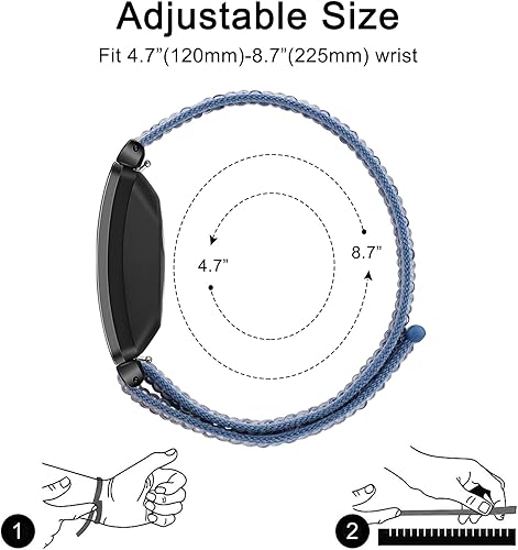 Miniatura 4 de Bandas de nailon compatibles con Fitbit Inspire 2 e Inspire HR & Inspire para mujeres, hombres y niños, correa de repuesto suave ajustable