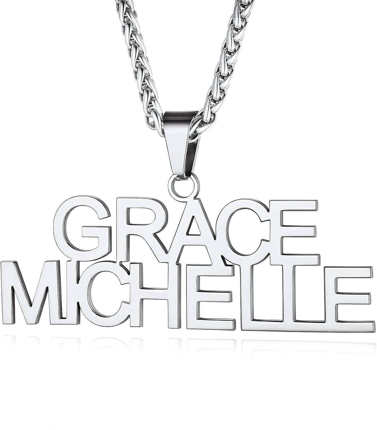 Custom4U Custom Chain 1-3 Rows Name Necklaces,Personalized Initials Letters Alphabet Nameplate Gold/Black/Stainless Steel Pendant Necklace,Customized Hip Hop Jewelry Gifts for Men Women