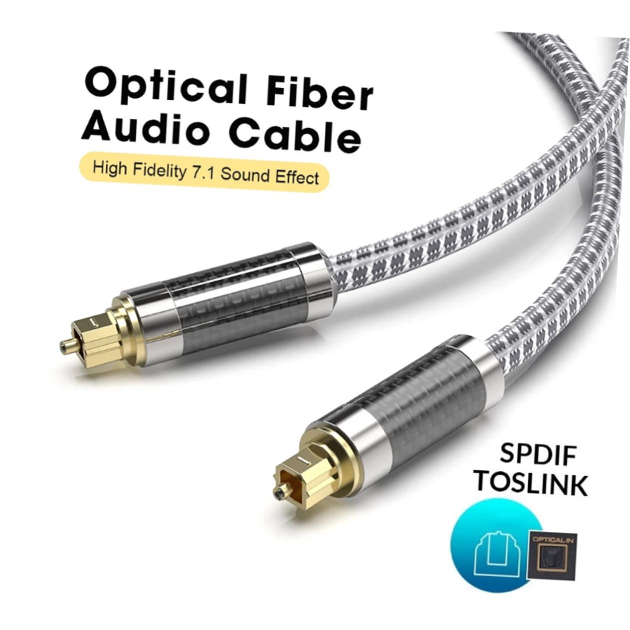 DOITOOL Optical Fiber Audio Cable 10m Digital Audio Wire for Home Theater Plated for Conductivity Soft Cable
