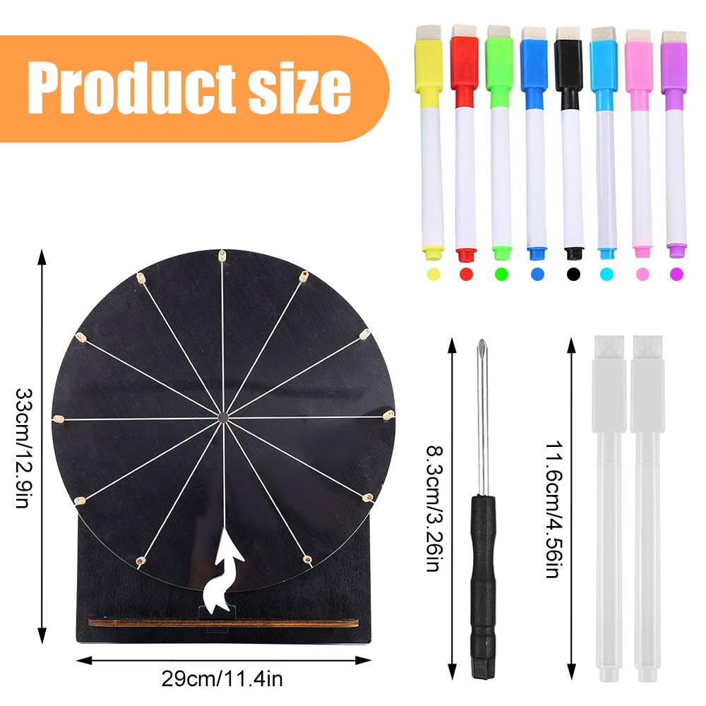 Ruota della Fortuna per Girare, Giocattolo con Gomma e Pennarello, 12 Slots Spinning Prize Wheel, Ruota della Fortuna per Giochi della Lotteria, Giochi di Parole, Carnevale