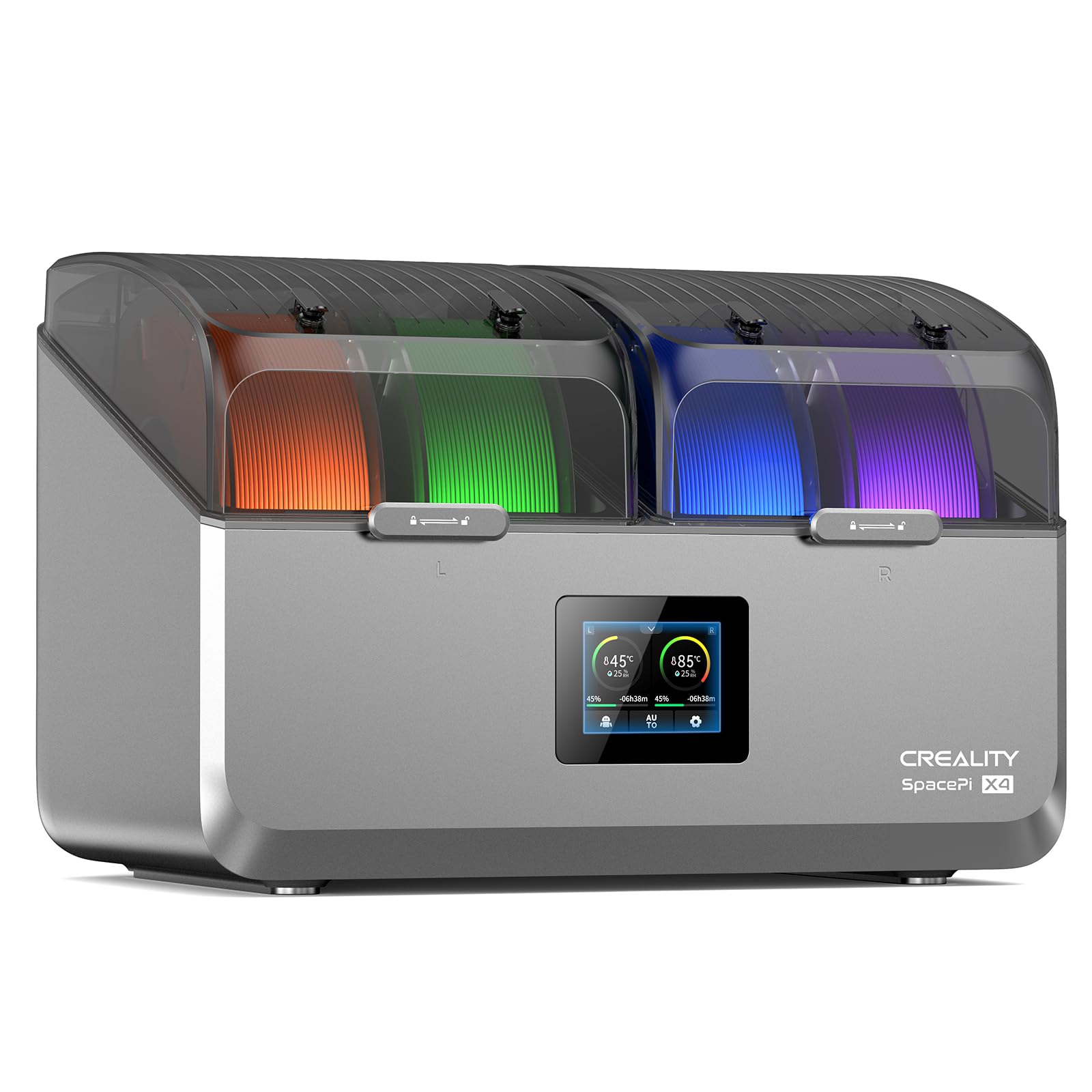 Creality Space Pi X4 suszarka filamentowa, 4 rolki filamentu trockner z dwukomorowym podgrzewanym przechowywaniem, niezależna kontrola temperatury do PLA, PETG, ABS, TPU, nylonu, ASA 1,75 mm/2,85 mm